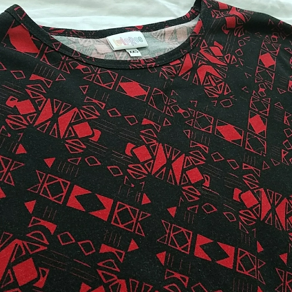 XXS LuLaRoe Irma Tunic Top - Red & Black